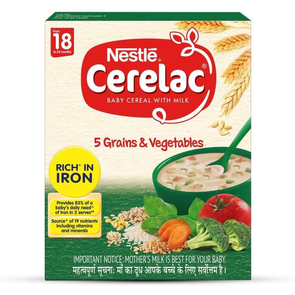 Nestlé CERELAC Baby Cereal with Milk, 5 Grains & Vegetables – from 18 to 24  Month, 300 g